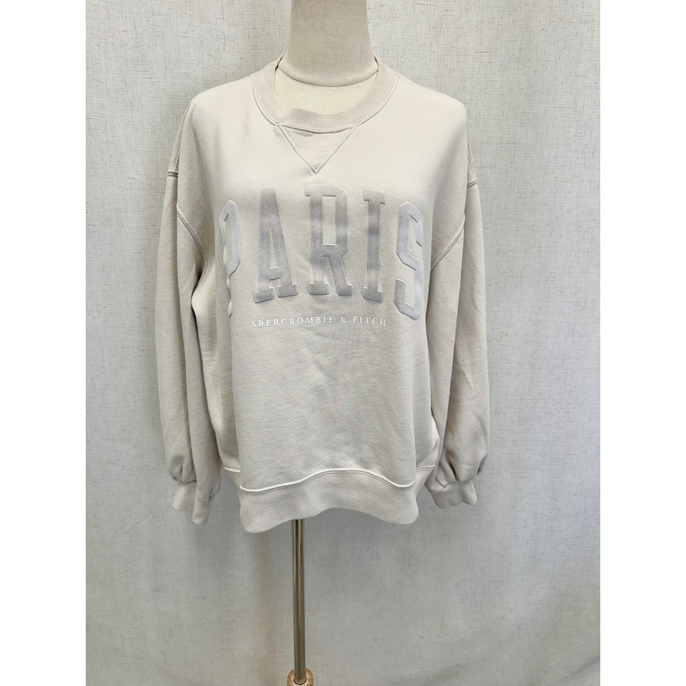 Abercrombie & Fitch Sweatshirt Cream Paris Graphic Soft A&F Collection Large